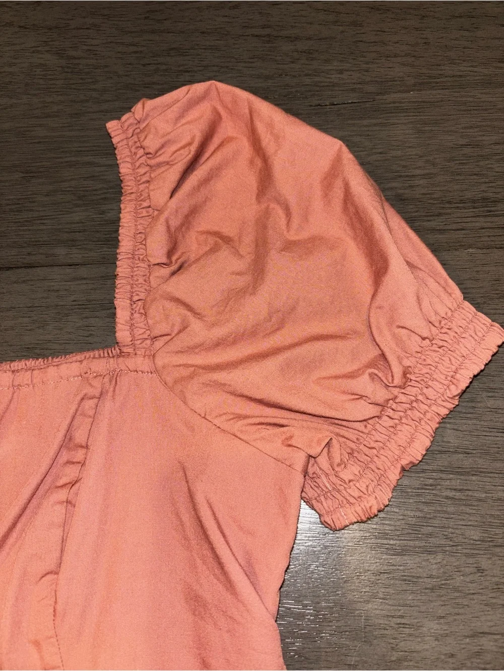 Abercrombie & Fitch Coral Pink Square-Neck Peasant Blouse